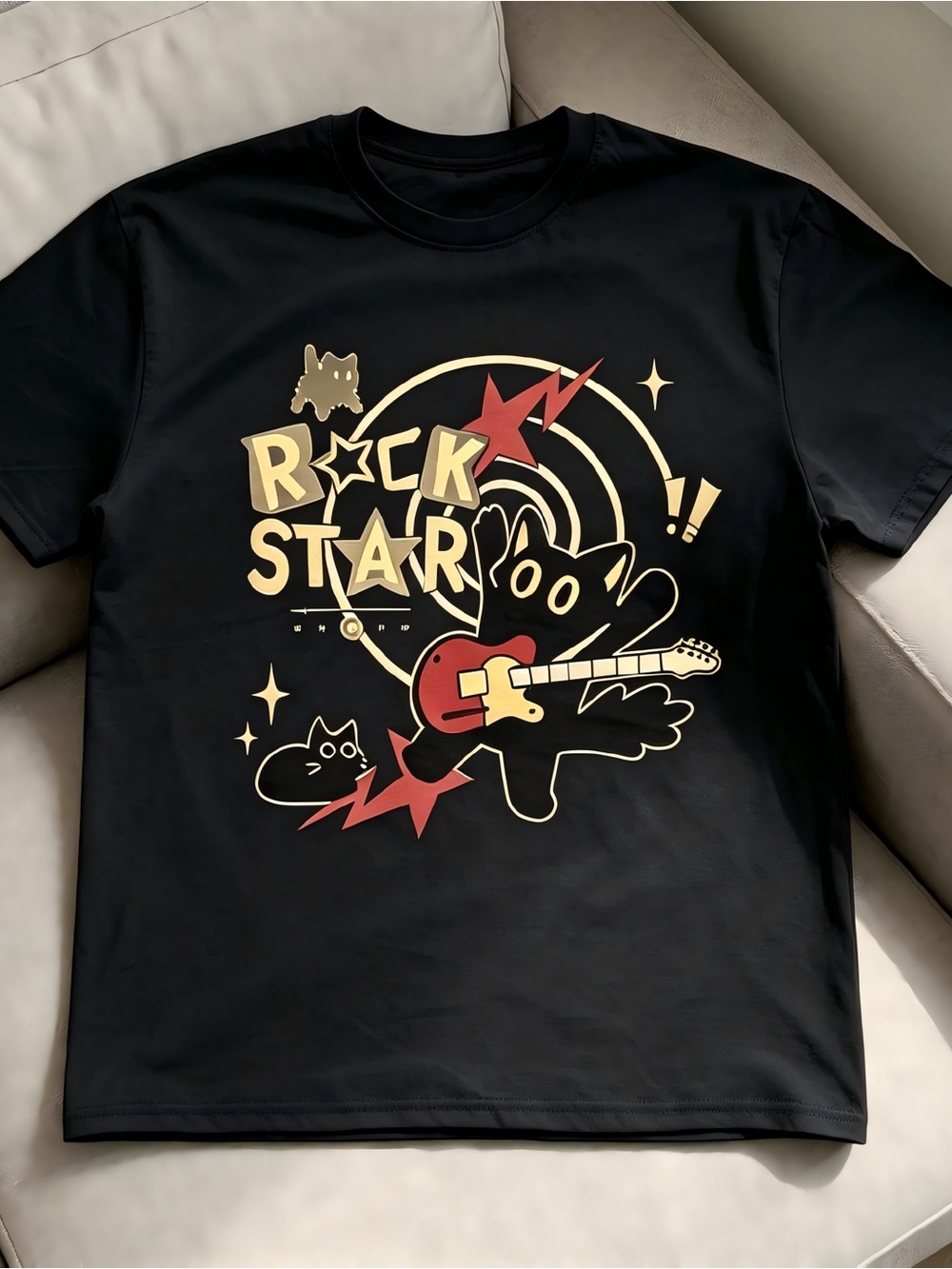 graphic with black cat design Women Men T-shirt Unisex
